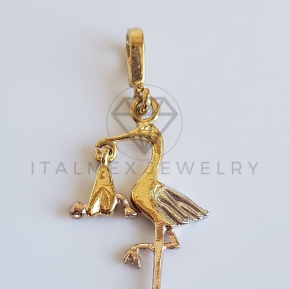 18K Gold Plated Stork with Baby & 22" Chain - Picture 2 of 8